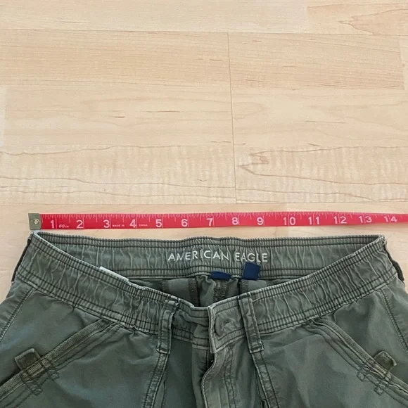 American Eagle Olive Green Utility Cargo Jogger Pants Size 4 Long - Picture 7 of 9